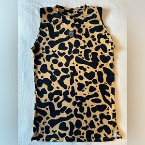 Lita by Ciara King Leopard Print Tunic, small shoulder pads. Women’s size S, 80s
